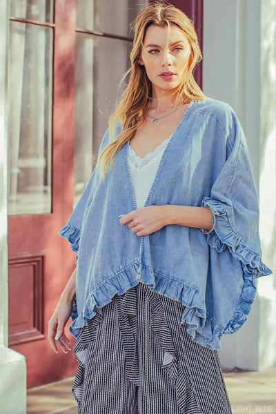 change of seasons kimono | washed blue