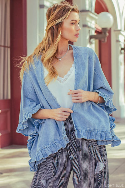 change of seasons kimono | washed blue