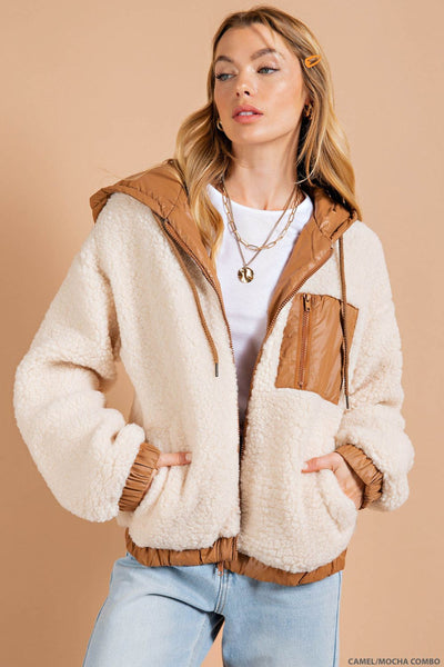 night on fire shearling jacket | camel + mocha