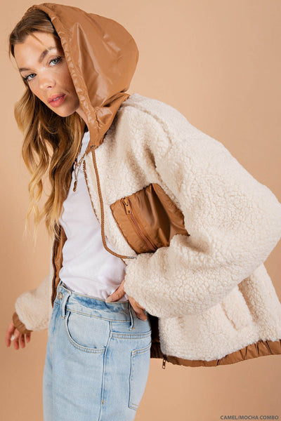 night on fire shearling jacket | camel + mocha