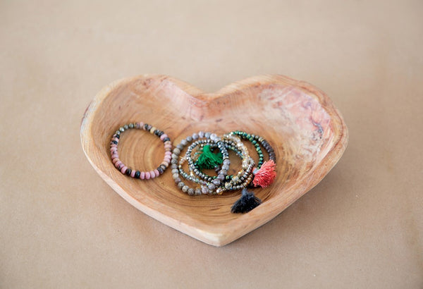 decorative heart bowl | paulownia wood