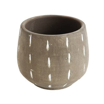 hand-painted terracotta pot | grey + white