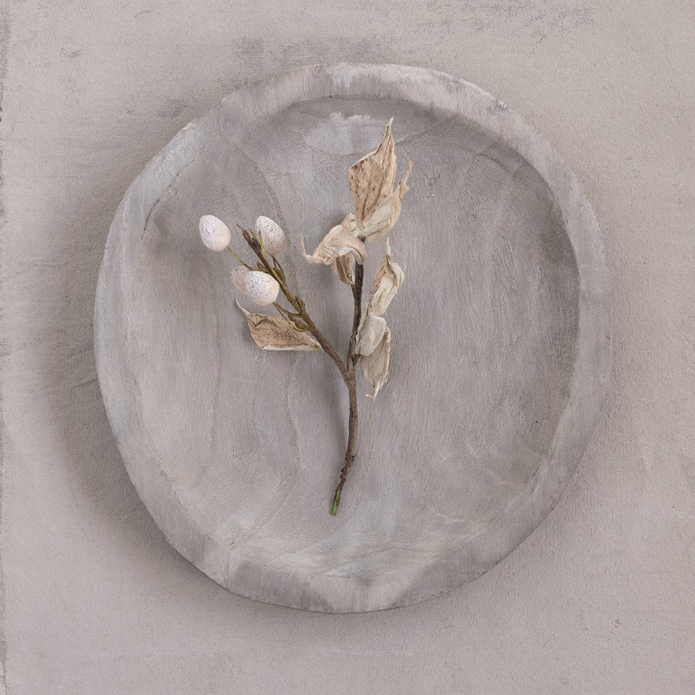 12.5" decorative paulownia wood tray | grey wash