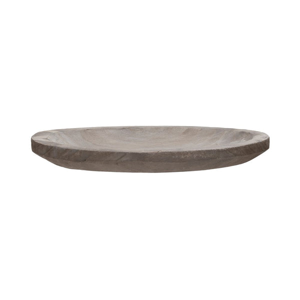 12.5" decorative paulownia wood tray | grey wash