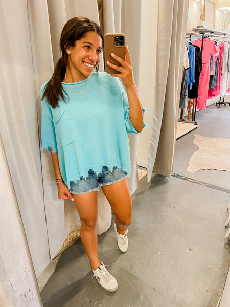 happiest days knit top | sky blue