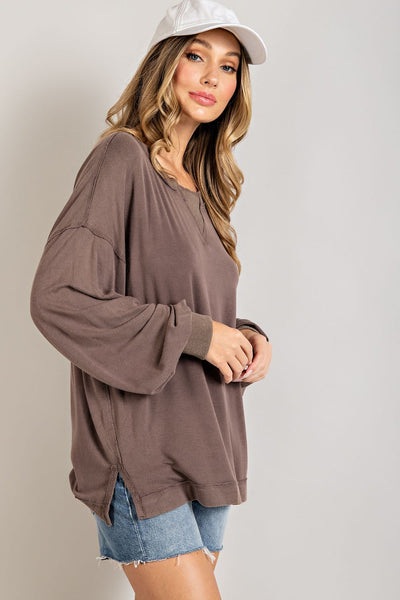 almost maybe raw edge top | brown