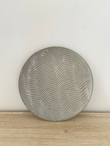 8" debossed stoneware plate | grey