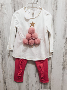 pink pom tree outfit | set of 2