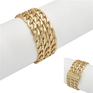triple chain magnetic bracelet | satin gold