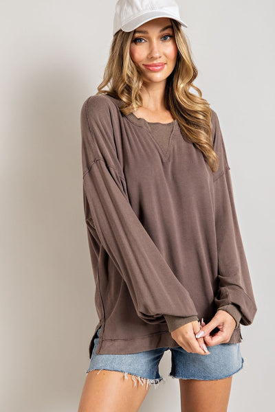 almost maybe raw edge top | brown