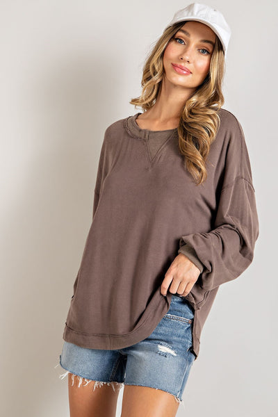 almost maybe raw edge top | brown