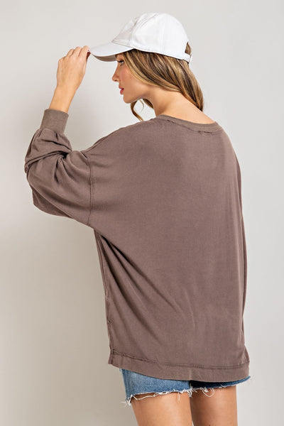almost maybe raw edge top | brown