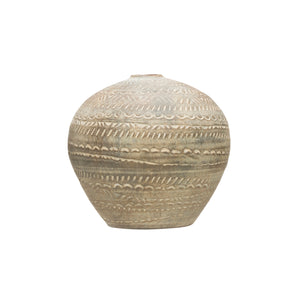 6" debossed vase | terracotta