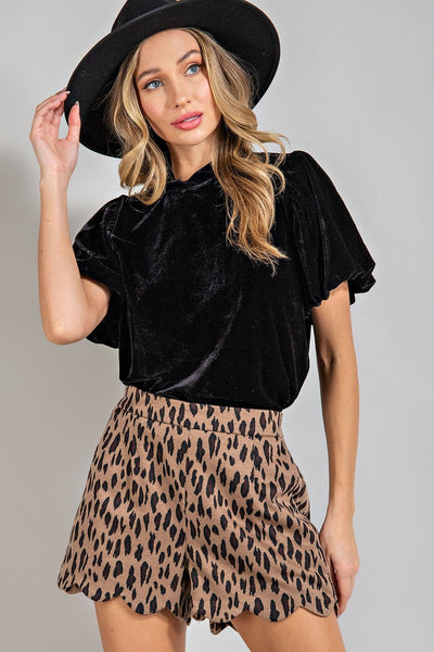 she means business velvet top | black