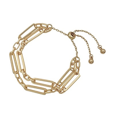 double strand drawstring chain bracelet | matte gold