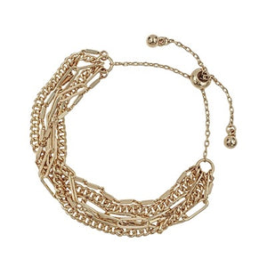 multi chain drawstring bracelet | gold
