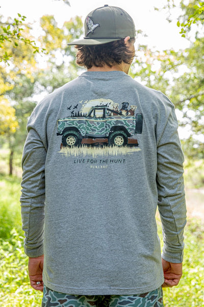 live for the hunt long sleeve tee | heather grey