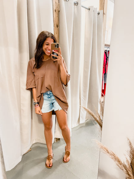 only exception oversized v-neck tee | mocha