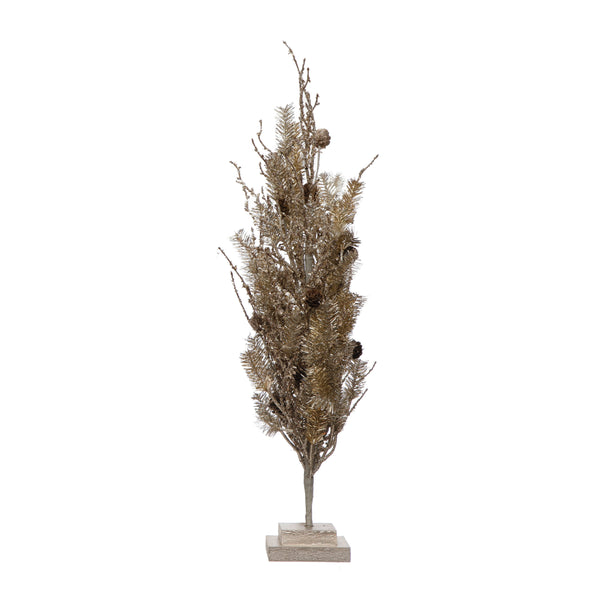 faux pine tree + wood base | silver